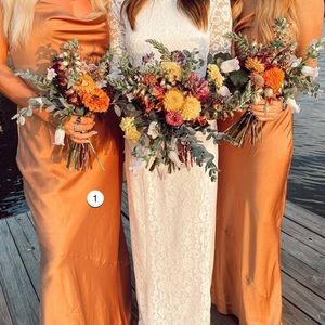 Show Me Your Mumu Tuscany Maxi Slip Dress in copper satin luxe color - size M